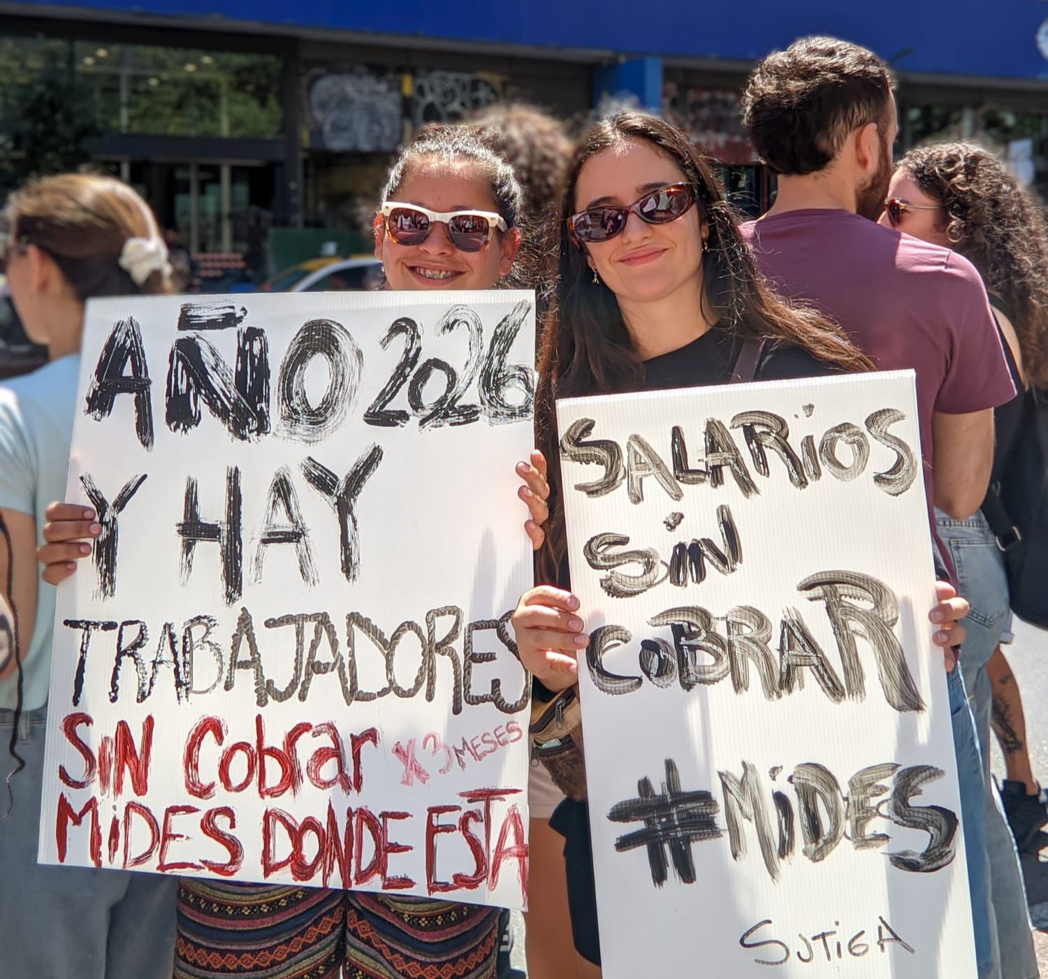Movilización de SUTIGA con trabajadores/as tercerizados de MIDES. 27 de febrero del 2026. FOTO: Propaganda SUTIGA