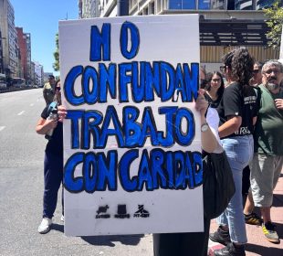 Moviliización de SUTIGA frene a la sede del MIDES. Foto: propaganda SUTIGA